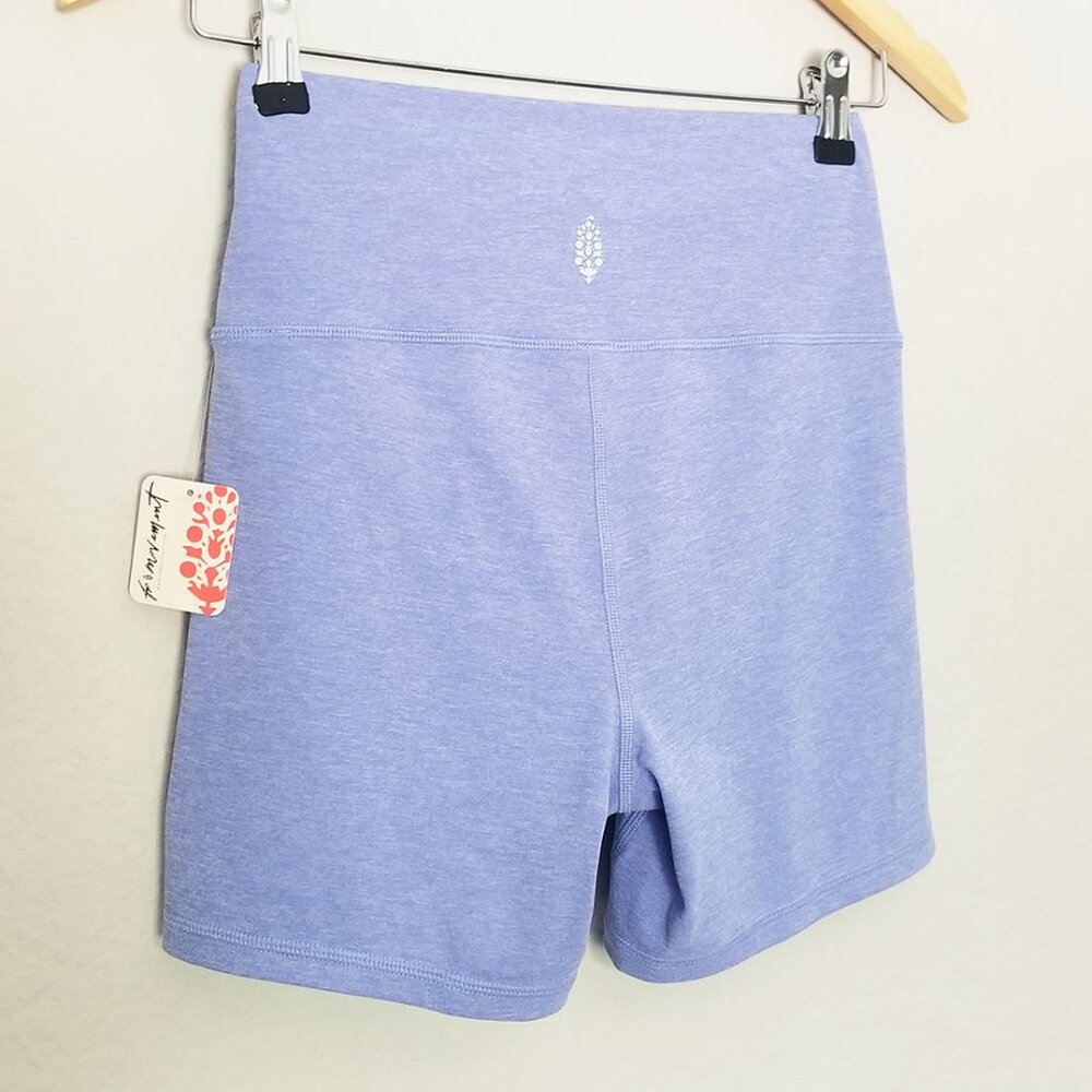 NEW FP MOVEMENT by FREE PEOPLE Never Better Heather Bike Shorts S Blueberry $48 - Picture 7 of 16